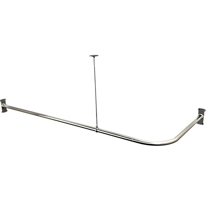 Chrome L-Shaped Wall and Ceiling Mounted Shower Curtain Rod