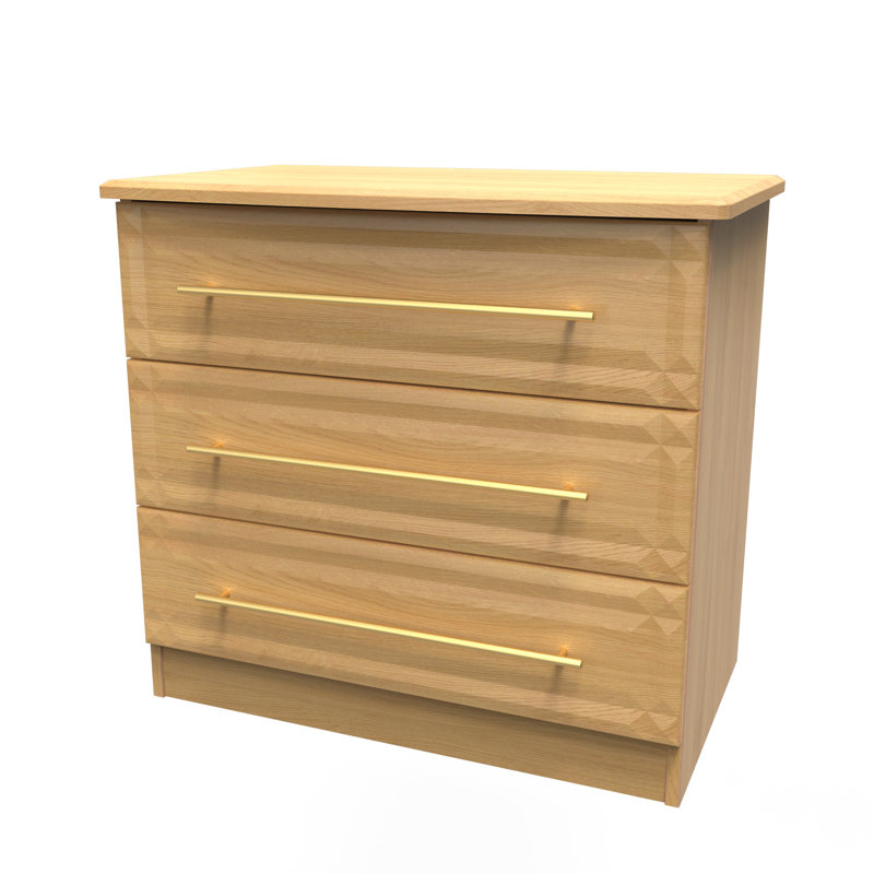 Fully Assembled Teter 3 - Drawer Chest of Drawers, Modern Oak