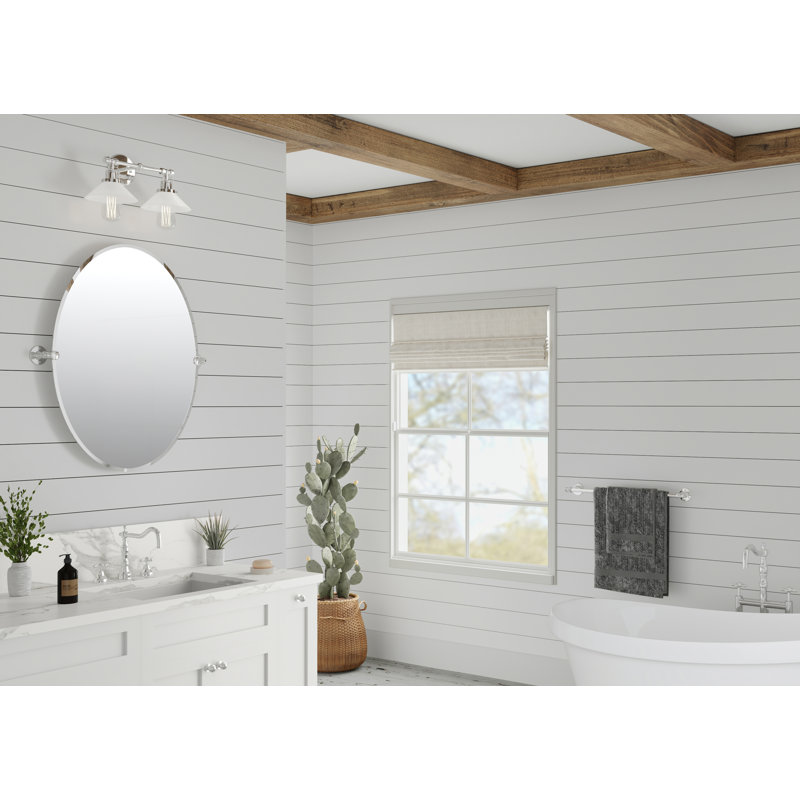 Éclairage pour salle de bain 2 lumières Cafe | Applique murale double avec abat-jour givré, Chrome