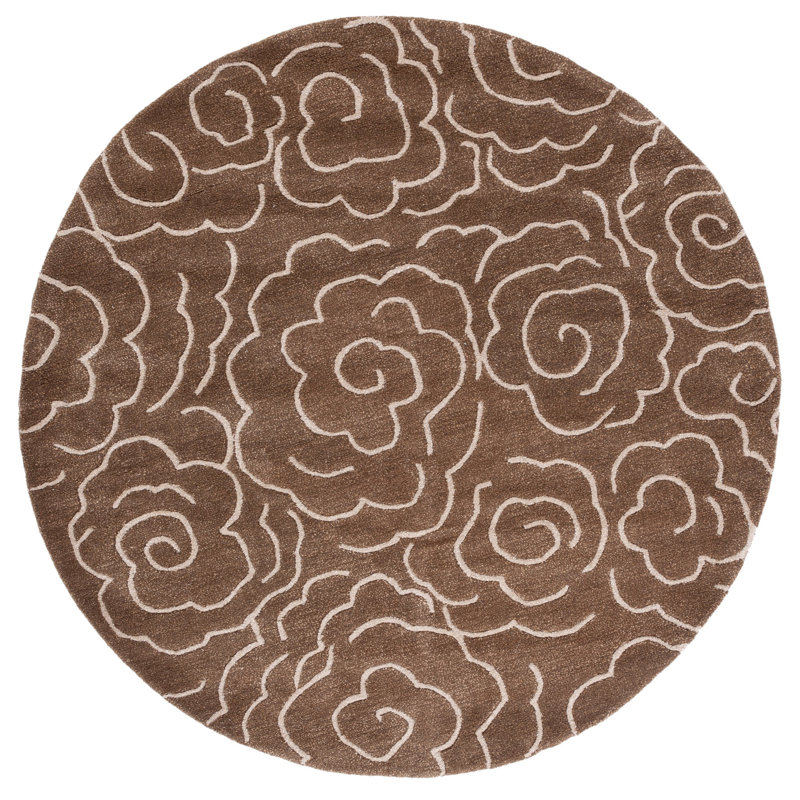 Tapis beige en laine et en viscose touffetés à la main Soho, Rond 6 pi