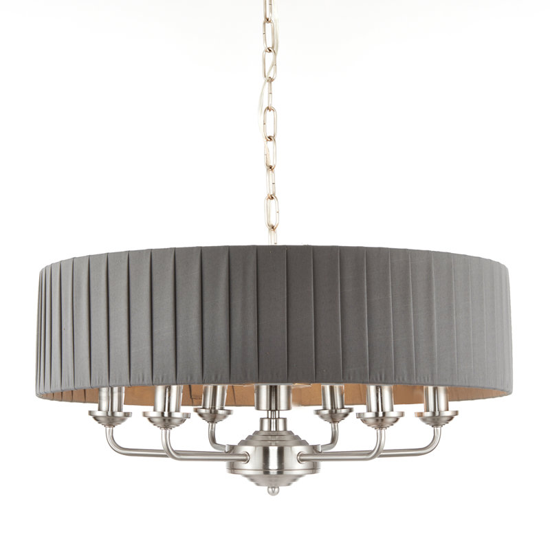 Landover 6 - Light Drum Chandelier, Bright Nickel, Charcoal