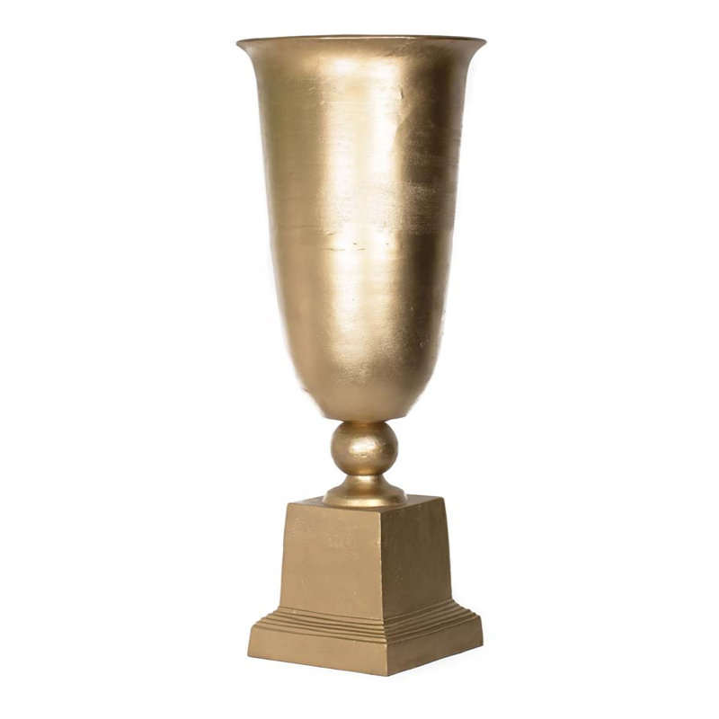 Vase de plancher en aluminium intérieur / extérieur Shelor, H 43 po x l 16 po x P 12 po, Doré