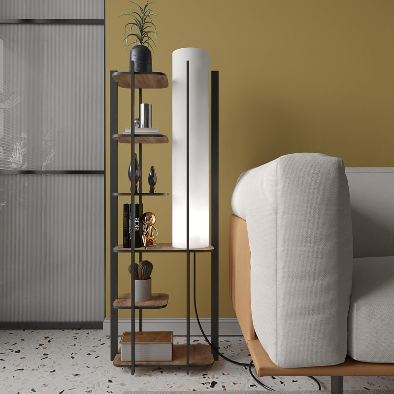 Dazya 135cm Cerused/Limed Column Floor Lamp