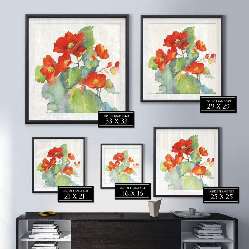 Begonia II - reproduction de cadre photo, H 26,5 po x l 26,5 po x P 1,5 po