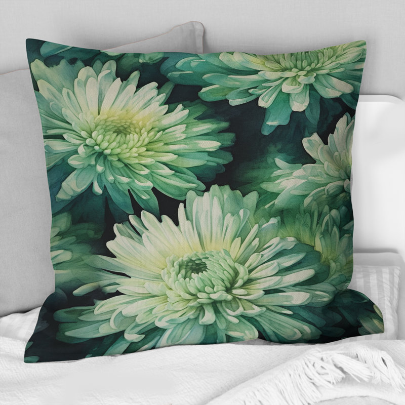 Coussin Melody I - imprimé floral vert et blanc
