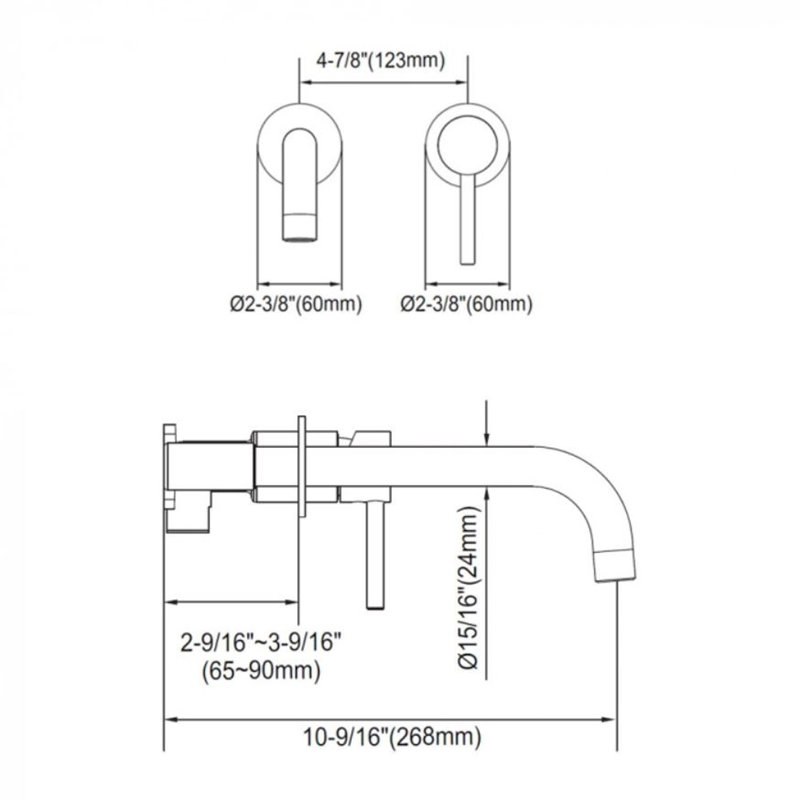 Robinet de salle de bain mural Reynoldsburg, Chrome poli