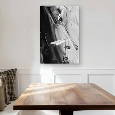 Musicien with Cello Mono Colors - Monochrome Metal Print Decor