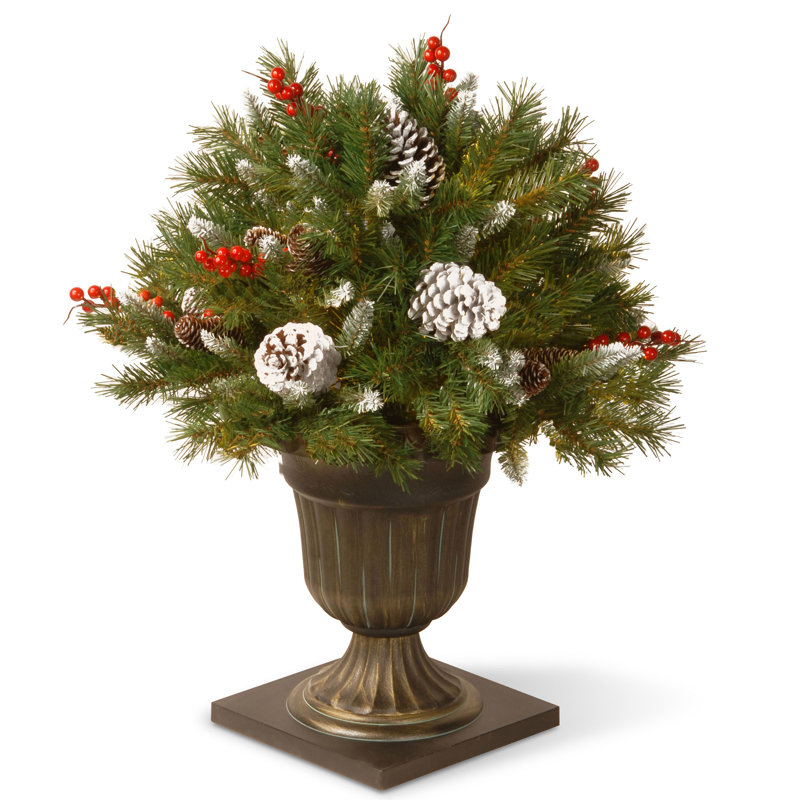 Frosted Berry 26" Porch Bush in a Dark Bronze Pot