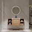Meuble-lavabo mural avec lavabo en céramique, deux tablettes et porte à fermeture en douceur-743406001