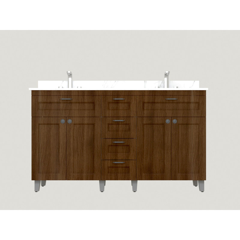 Ensemble de meuble-lavabo double 60 po Boughner, Espresso