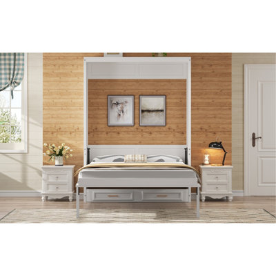 Stowaway Full Size Murphy Bed With 2 Drawers, Solid Pine Wood And MDF