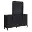 Ensemble de chambre à coucher 3 pièces Fernhollow Eastern King avec tête de lit cannelée, commode à 8 tiroirs et miroir en bois d'hévéa noir