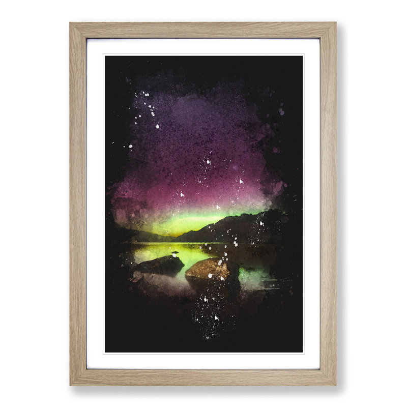 Aurora Australis Southern Lights - Print, 45cm H x 33cm W x 2cm D, Oak Single Picture Frame Wood