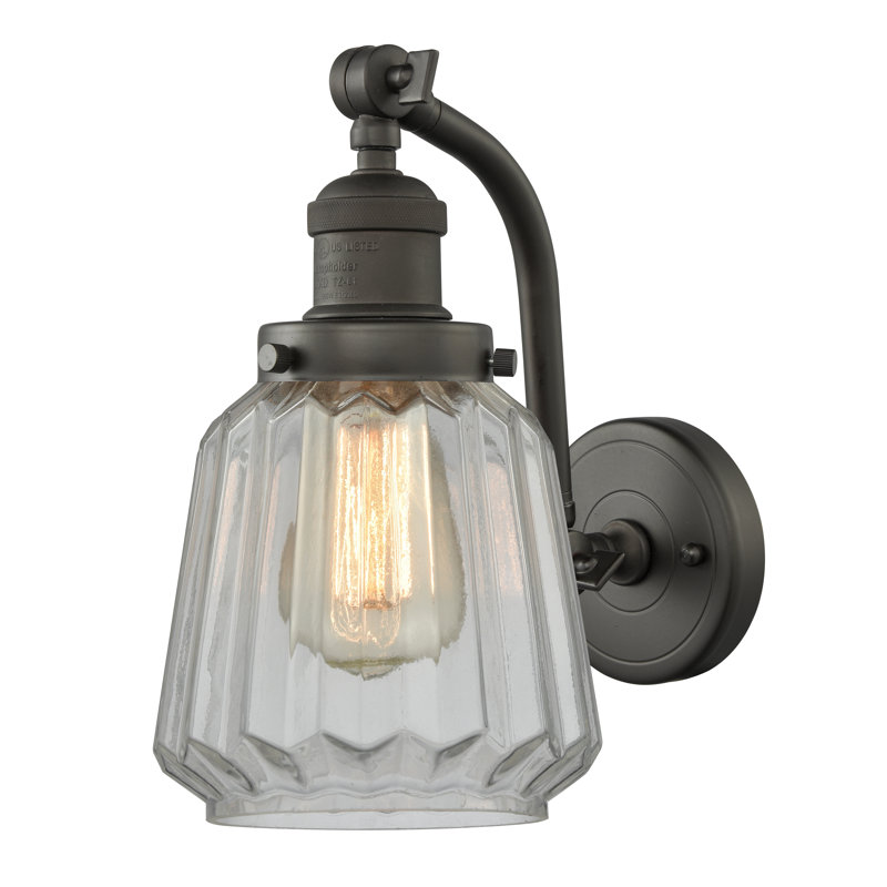 Vinson Armed Sconce, Oil Rubbed Bronze, Clear, 11" H x 6" W x 12" D