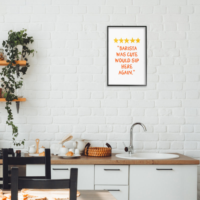Joli barista, H 18 po x l 12 po, Giclée encadrée noir minuit