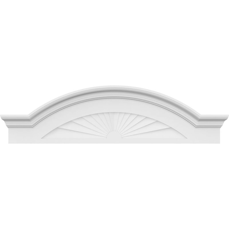Arche de segment avec fronton en PVC de qualité architecturale Flankers Sunburst, H 11 1/2 po x l 42 po x P 2 1/2 po