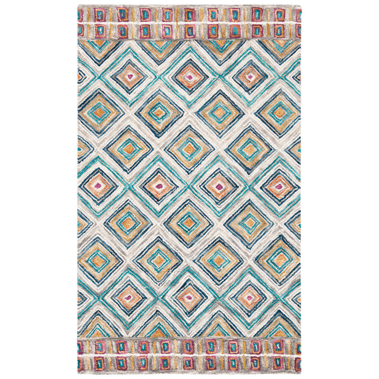 Tapis géométrique en laine touffeté à la main Deyoung