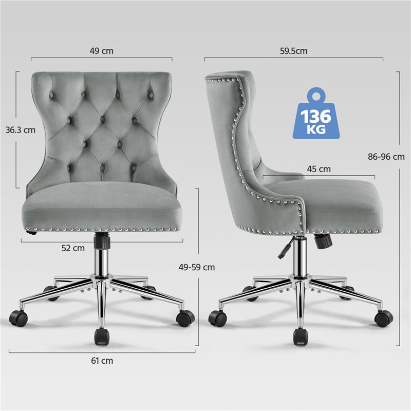 Ukiah Office Swivel Chair, Light Grey