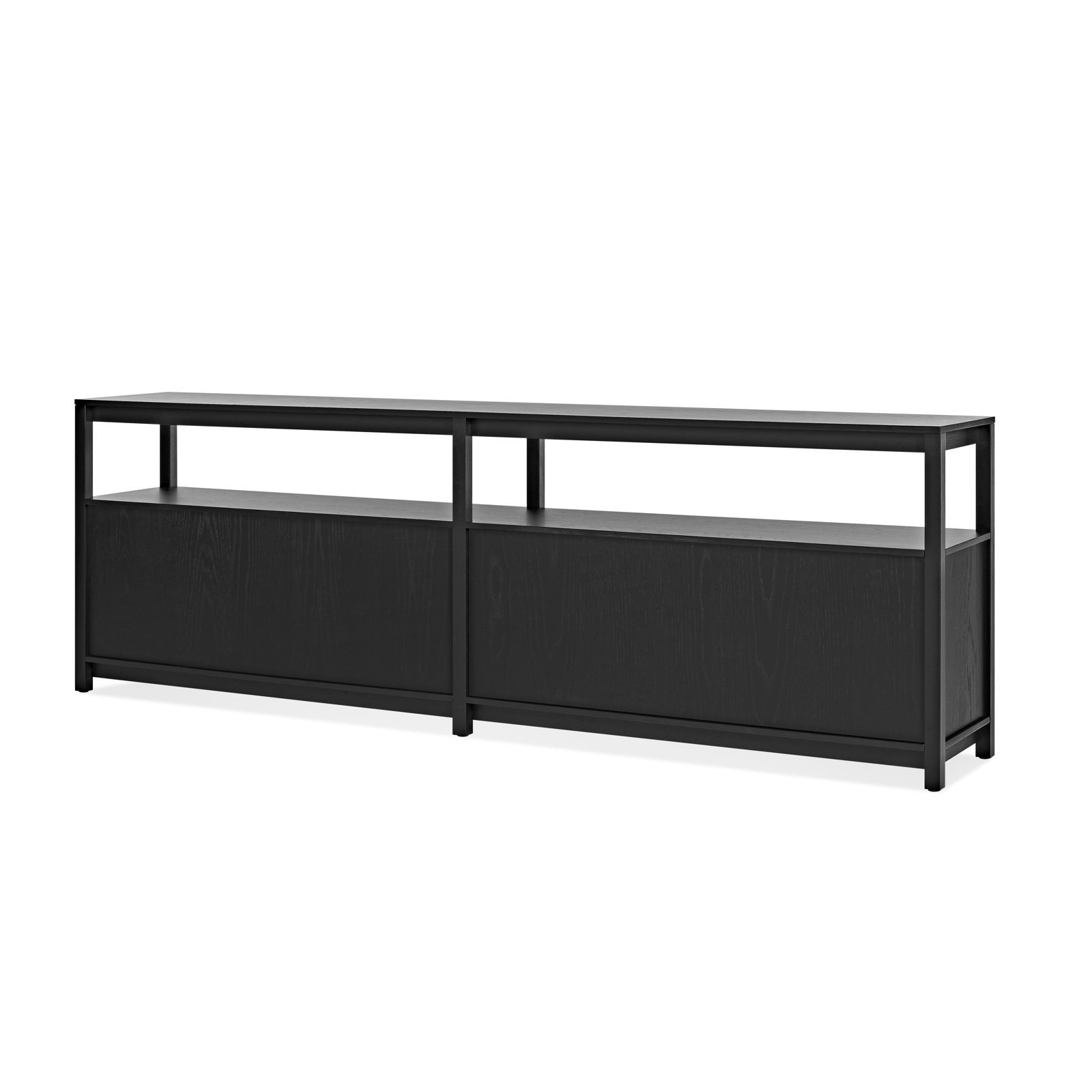 Open Plan Oak Bookcase, Black on Oak, (2 Sheves) 26" H x 80" W x 13" D