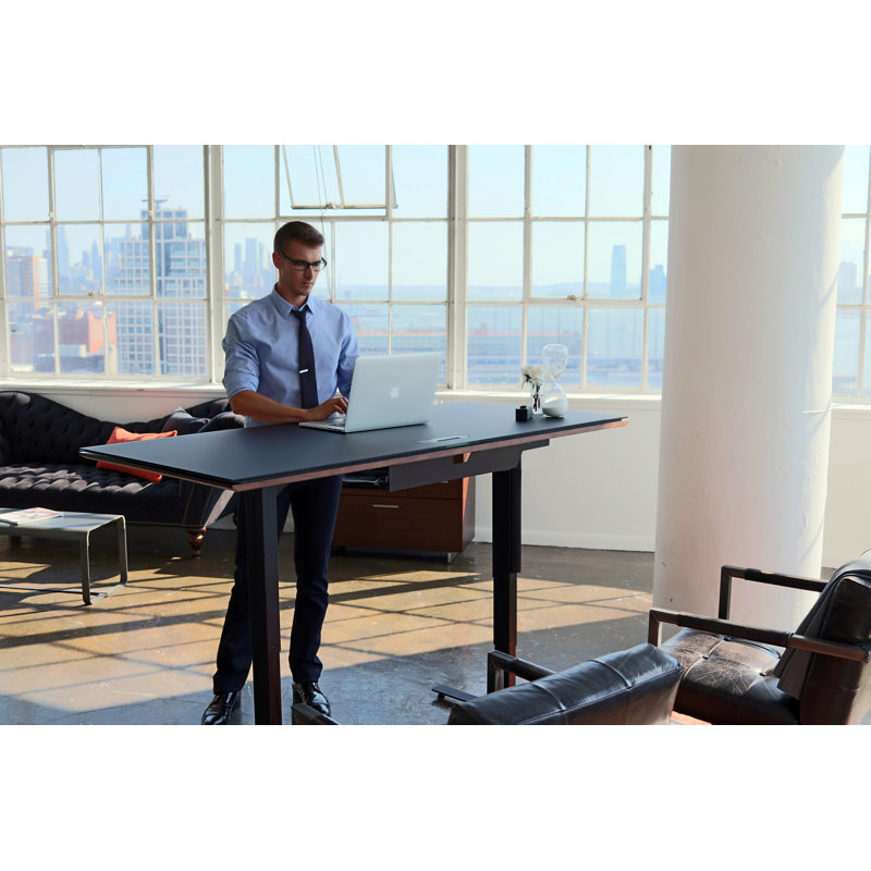 Sequel 20 Glass Writing Desk, 24" H x 66" W x 30" D, Chocolate Stained Walnut
