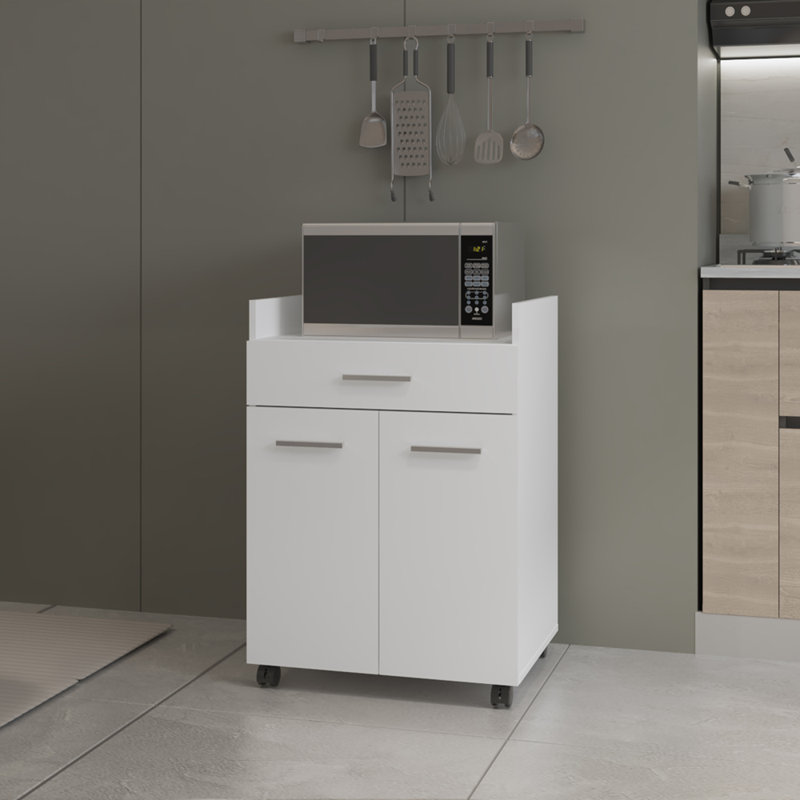 Burnside Kitchen Cart, White, Engineered Wood