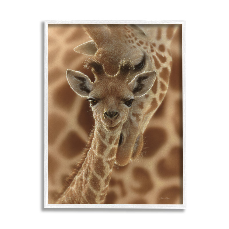 32_, "Girafe de bébé avec mère, motif de safari sur toile tendue" par Collin Bogle, H 20 po x l 16 po