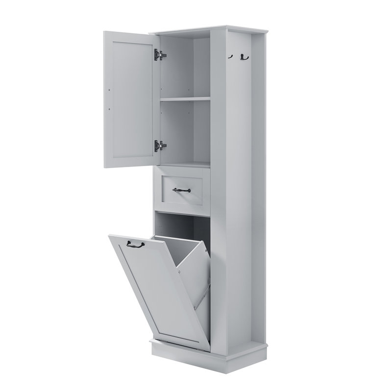 Freestanding Linen Cabinet With Tilt-Out Compartment