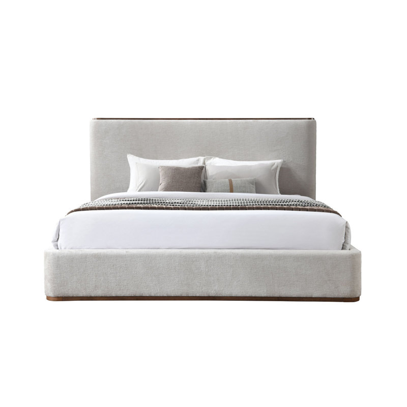 Grand lit Orane en tissu gris