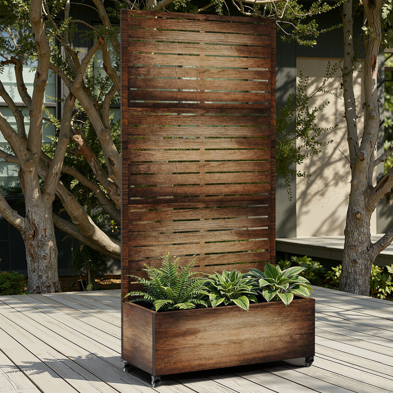 Raised Garden Bed with Trellis on Wheels – Versatile Metal Planter Box with Trellis, Multi-Style Planter Boxes with Trellis Privacy Screen for Patio and Garden