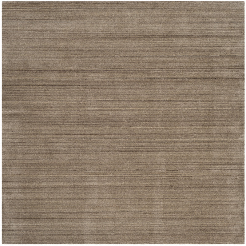 Tapis taupe en laine et coton tissé à la main Morano