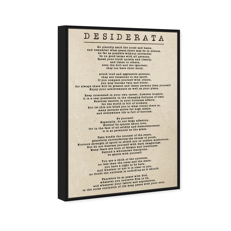" Desiderata Parchment " by Oliver Gal, 24" H x 16" W, Black Floater Framed