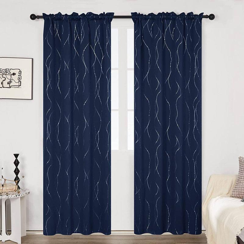 Flurin Room Darkening Curtain Pair, Navy Blue, 52" W x 95" L