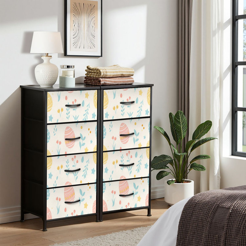 4 Drawer Dresser for Bedroom, Narrow Chest of Drawers, Wooden Top and Study Iron Frame 18"x37.5"-(WxH)
