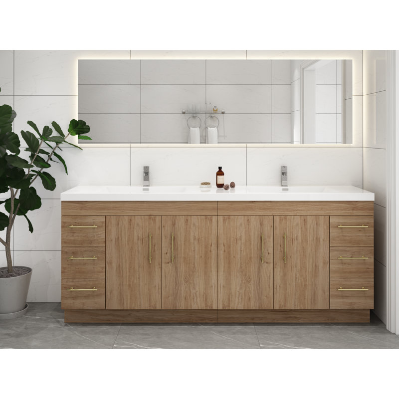 Ensemble de meuble-lavabo double 84 po Brower, Chêne naturel