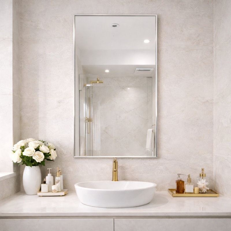 Mair Metal Flat Mirror, Brush Nickel
