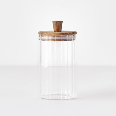 Pot de rangement en verre avec couvercle en bois Beatrice
