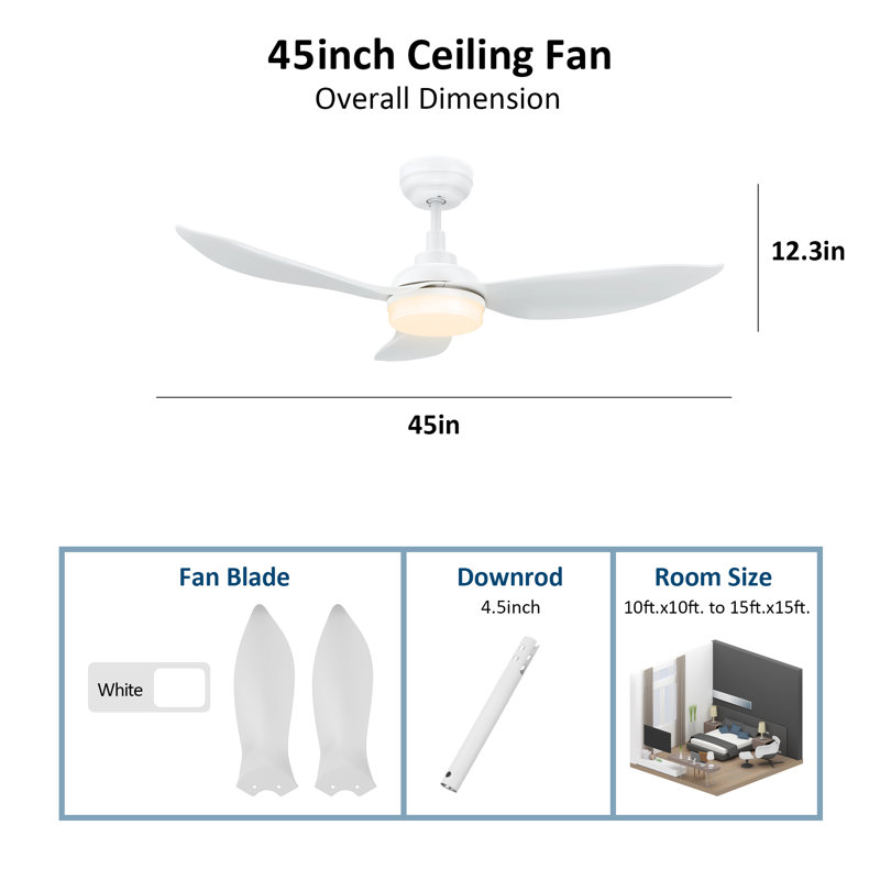 Aoise 45'' Ceiling Fan with LED Lights