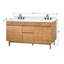 Ensemble de tablettes 73 po Kayla Meuble-lavabo double en teck naturel avec plateau en pierre reconstituée blanche-121164121