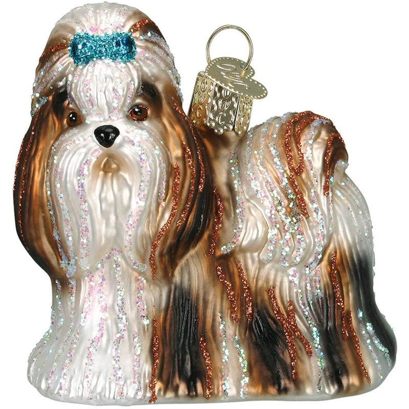 Ornement en verre soufflé pour arbre de Noël de l'Ancien Monde, Shih Tzu