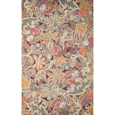 Floral Tapestry Handmade Hand Tufted Wool Spice Rug