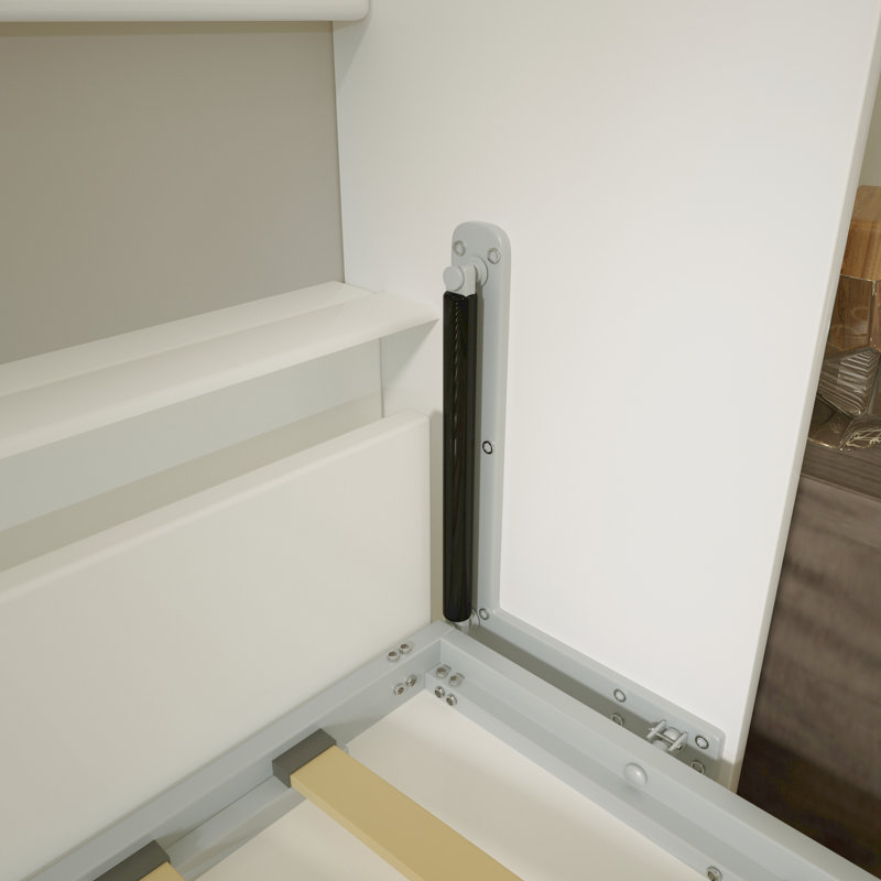 Horizontal Murphy Bed with Shelves Storage and Support Slats for Bedroom, Full
