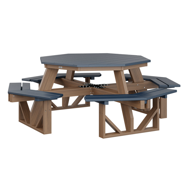 Table de pique-nique Ada, Navy Blue Top/Antique Mahogany Base