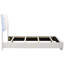 Lit simple blanc ultrabrillant avec panneaux à DEL, conception à lattes et quatre supports solides pour le style de la chambre à coucher, panneau de 81 pouces de long, atmosphère de rails, hauteur de 48,5-1902785761