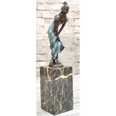 Britainy Vintage Bronze Bookend Sculpture Art Deco Figurine Sign Art Figure Marble Milo