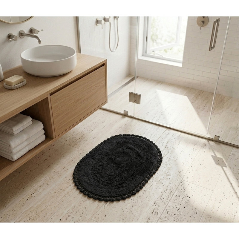 Tapis pour salle de bain Akiera Luna, Noir