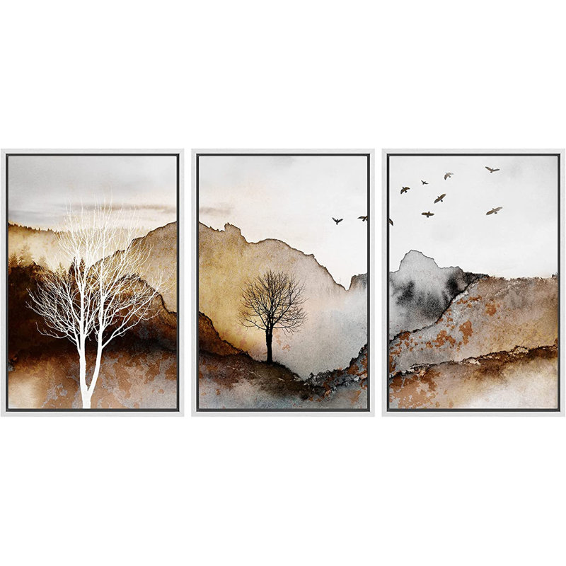 "Mountain Forest", paysage naturel abstrait, images de paysage encadrées sur toile, impression sur toile 3 pièces
