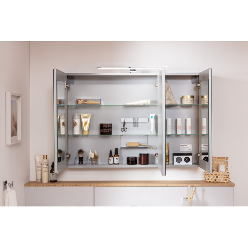 Mirrors Brillant W 68mm H Surface Frameless Medicine Cabinet Mirror 3 Adjustable, 68cm H x 100cm W x 15.1cm D