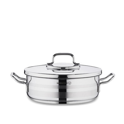 Korkmaz Astra Stainless Steel Capsulated Low Casserole With Stainless Steel Lids, Astra, 11 Quarts