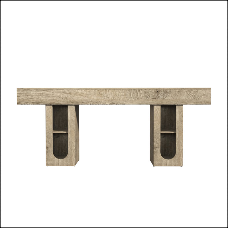 Console avec prise et tablettes réglables, 71" L, Naturel