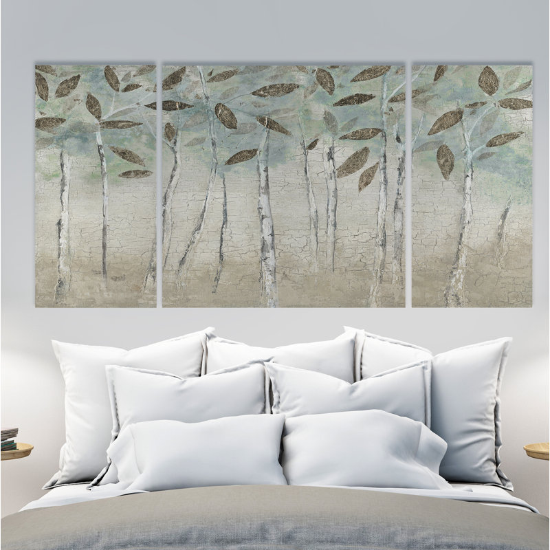 " Rain Soft Woods " 3 - Pieces, 32" H x 64" W x 1.5" D